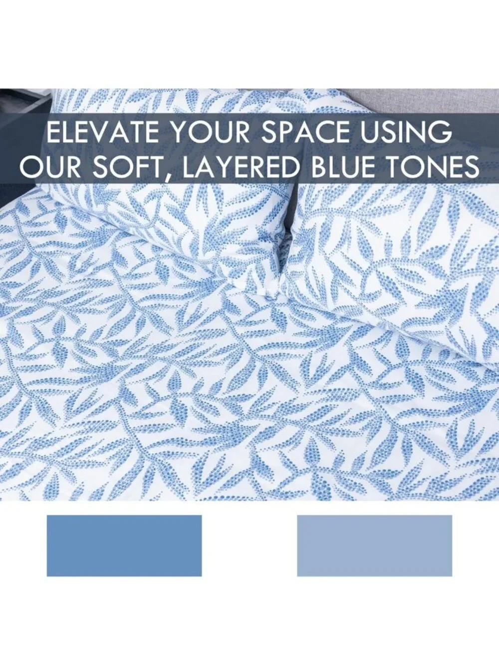 Floral Blue Queen Sheet Set - Super Soft 4-Piece Bedding, Deep Pocket Fitted